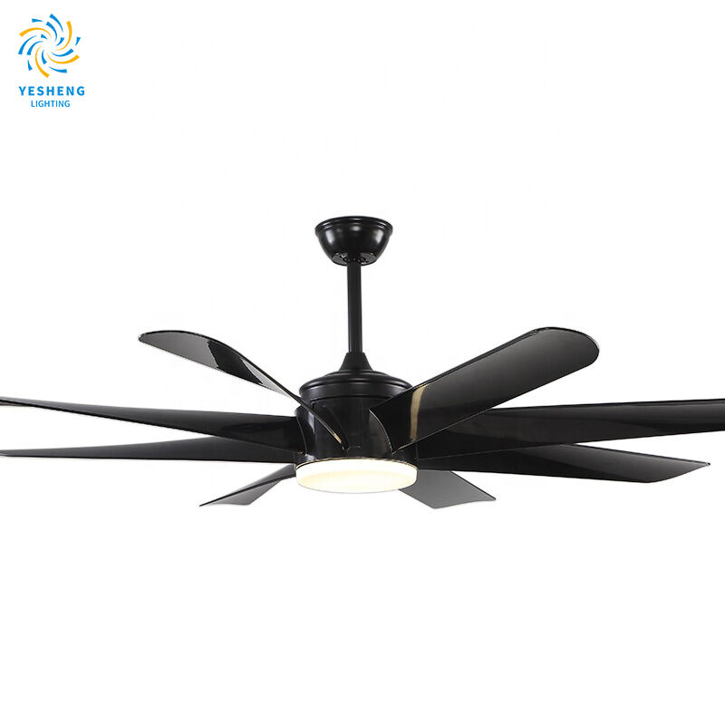 product black 6blade nordic ceiling fan light dining living room black 6 blades ceiling fans with lights and remote control for bedroom-3