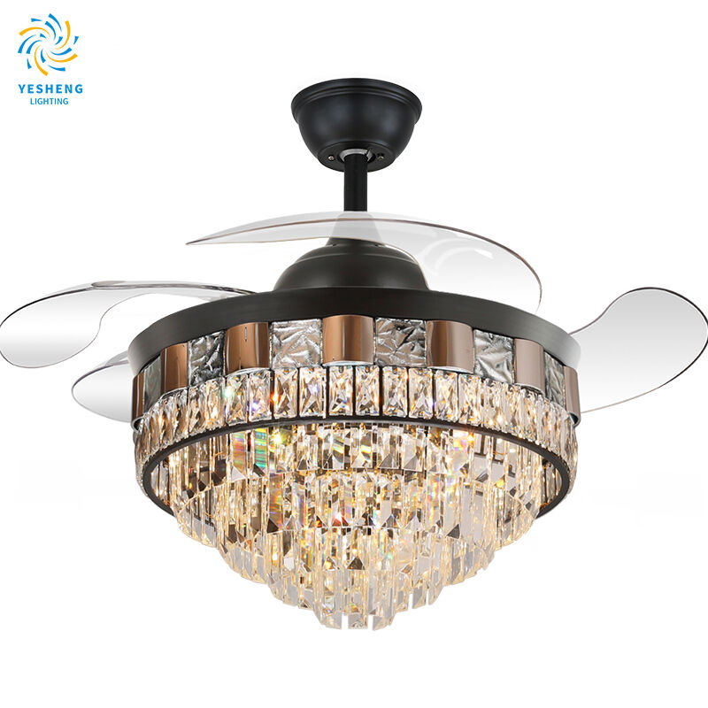 Y113 Crystal Chandelier Fan with 42inch with Remote Control Ceiling Fans with Crystal Chandeliers