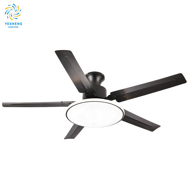 Хорошие встроенные белые потолочные вентиляторы для внутреннего использования с освещением и дистанционным управлением 42, 52 дюйма черные современные вентиляторы с Wi-Fi комплект освещения для спальни