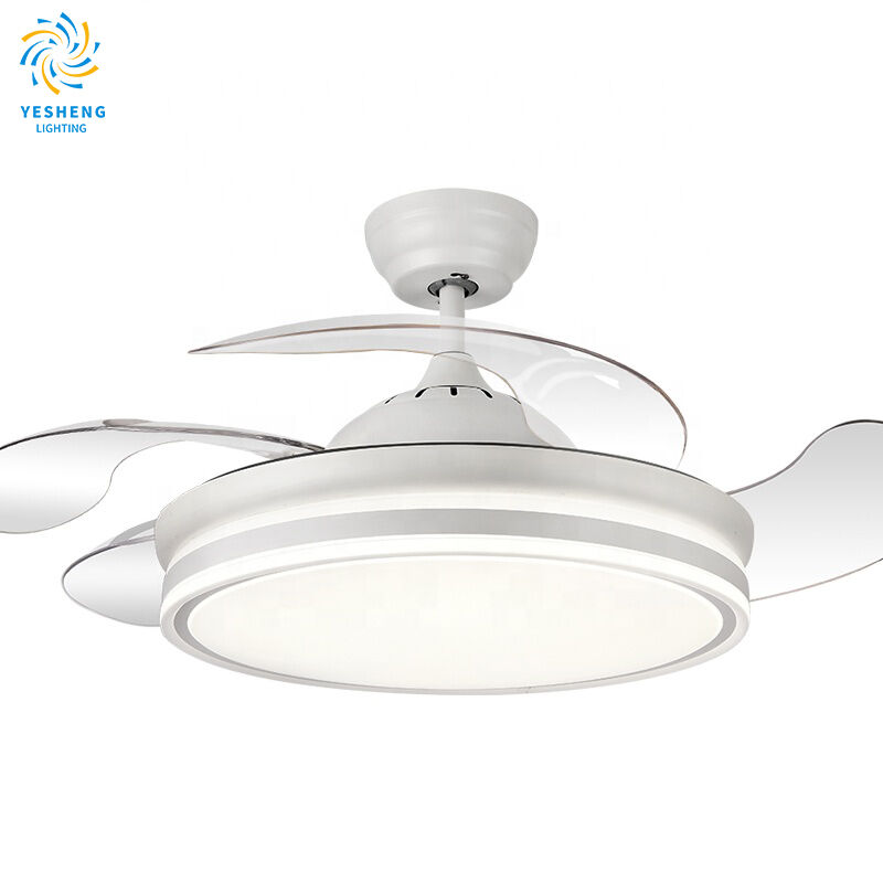 Ventilateur de plafond blanc moderne avec lumière pour chambre à coucher 110V 220V Lampe ventilateur 72w Lumière de ventilateur de plafond LED et télécommande 3 couleurs réglables