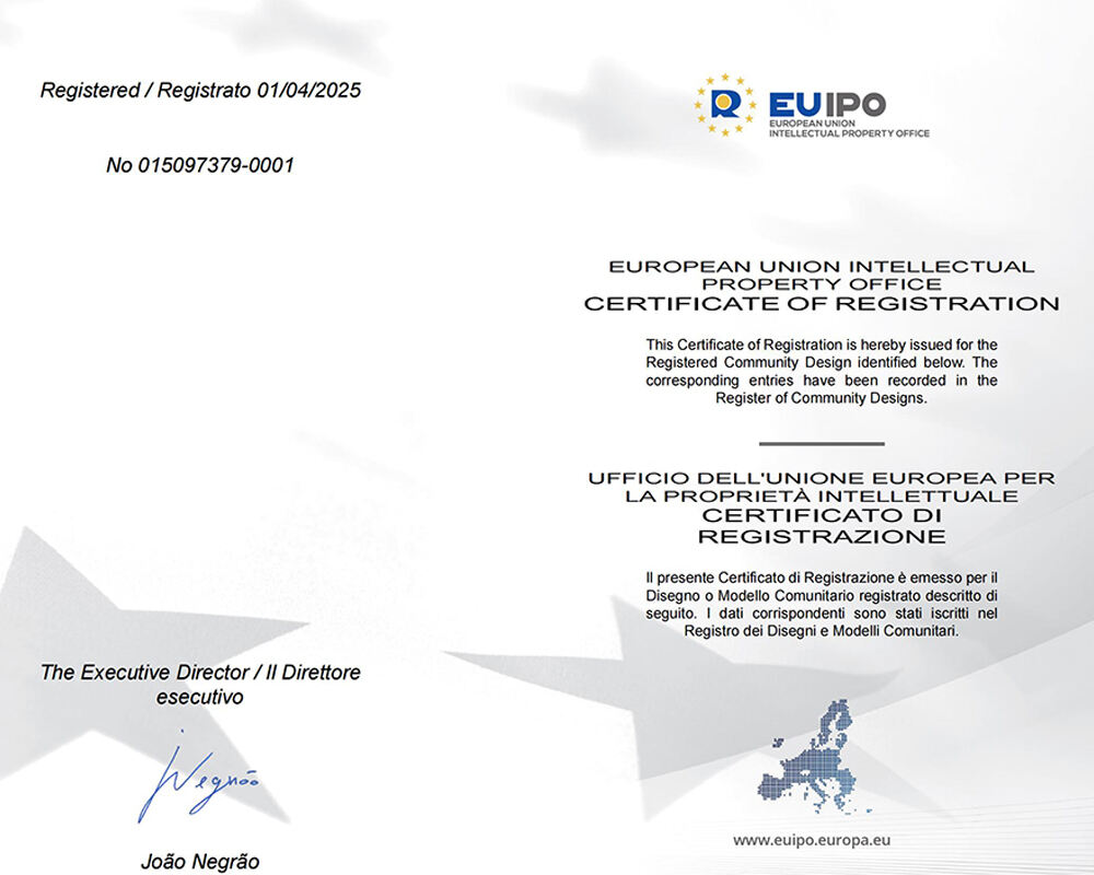 Erhielt ein europäisches Designpatent