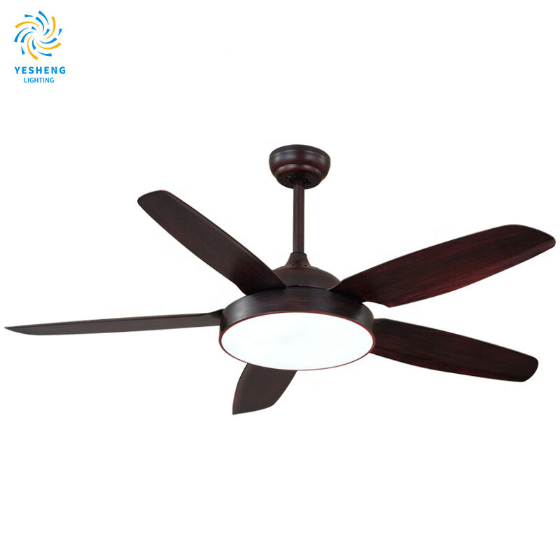Fan ya Kifaa la Upepo na Taa ya Kiwango Kikubwa ABS 110V 220V na Taa ya ndani ya Choo na Remote 42 52 Inch Black Modern Wifi Ceiling Fan Light Kit