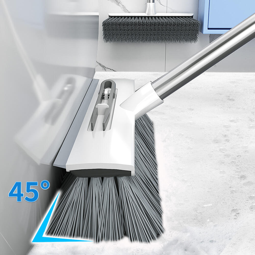 360 Degree Rotating 2-in-1 Ceramic Tile Washer Long Handle Adjustable Bathroom Floor Cleaning Brush Scraper