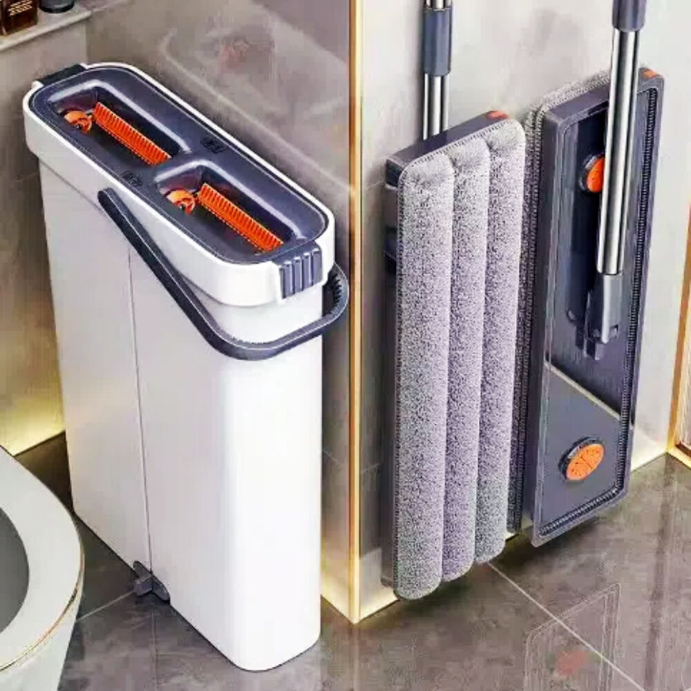 Wall Corner Narrow Slit Flat Mop Bucket Set Washing Dirty Water Separation Filtration Floor Cleaning Ultra-fine Fiber Flat Mop