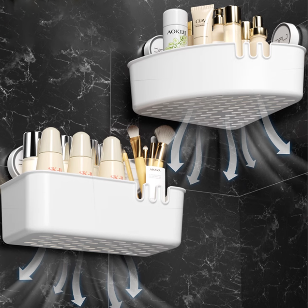 Waterproof Strong Load-bearing 15kg Suction Cup Storage Rack for Kitchen Bathroom Vacuum Press Detachable Wall Seamless Storage