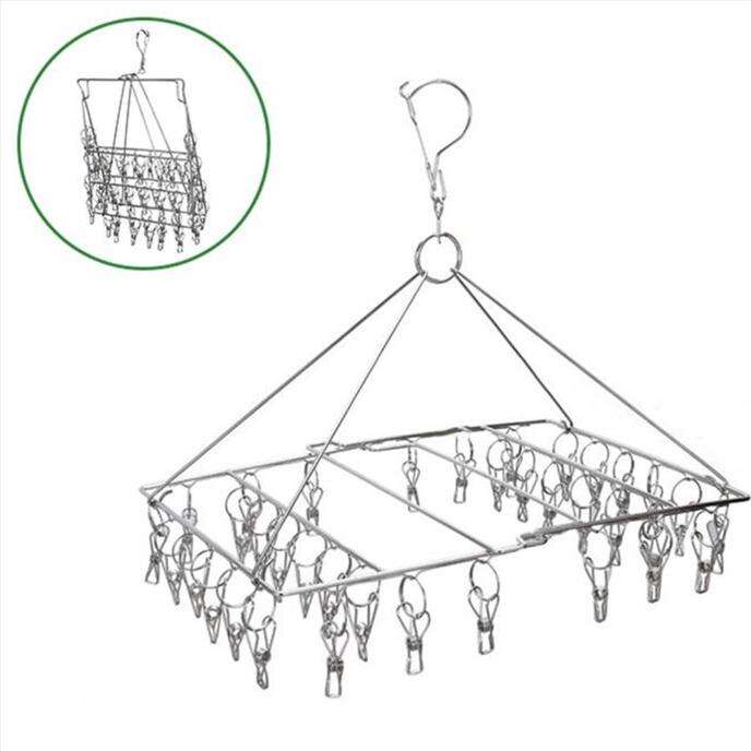 Folding stainless steel windproof hanger with clip