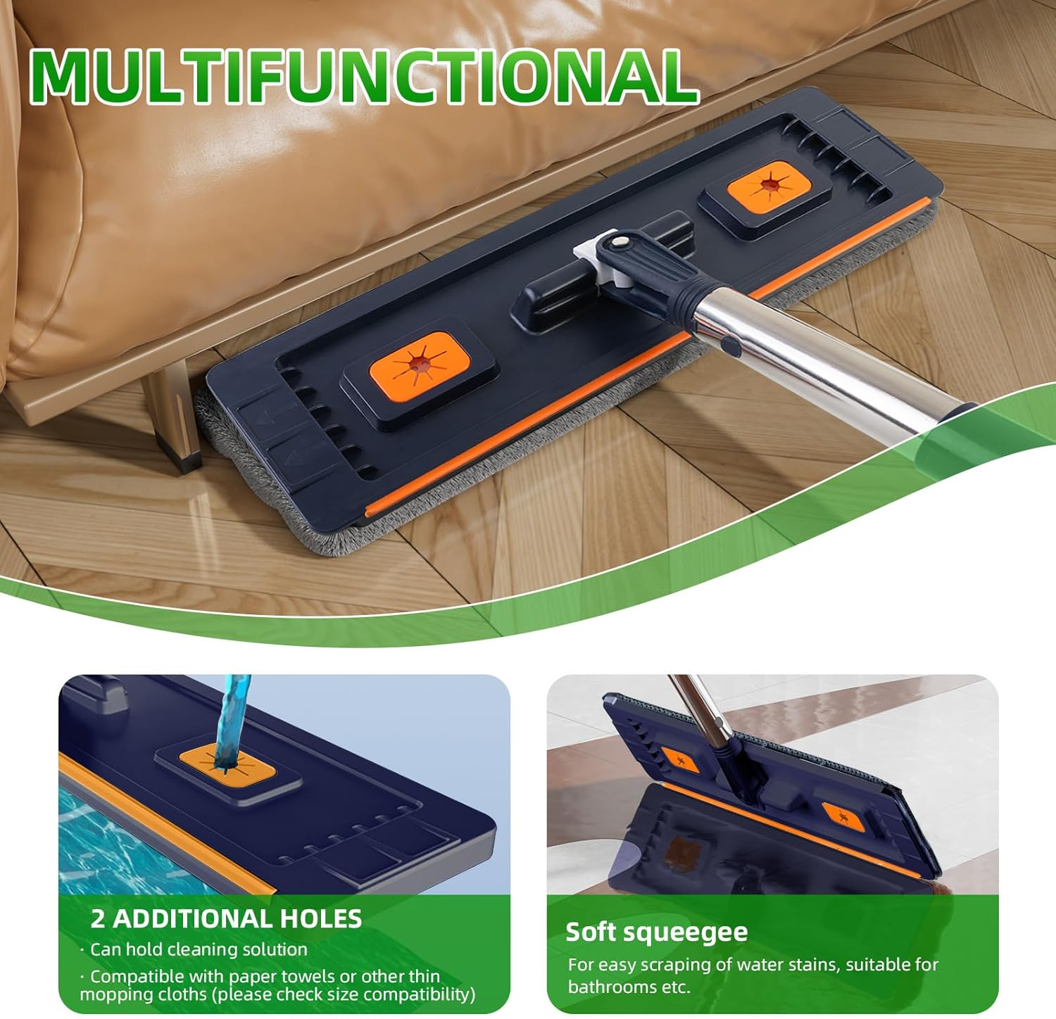 Hands Free Wet and Dry Dual-use Ultra-fine Fiber Floor Cleaning Mop Head Replacement Flat Squeeze Mop with Bucket Twisting Set