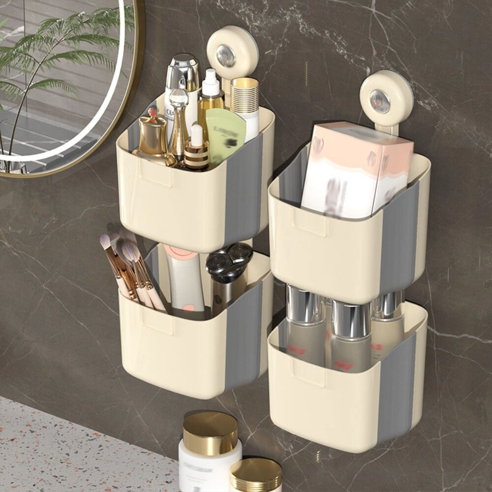Multifunctional Waterproof Heavy Duty Suction Cup Storage Box Kitchen Bathroom Wall Mounted Eco-Friendly Detachable Design