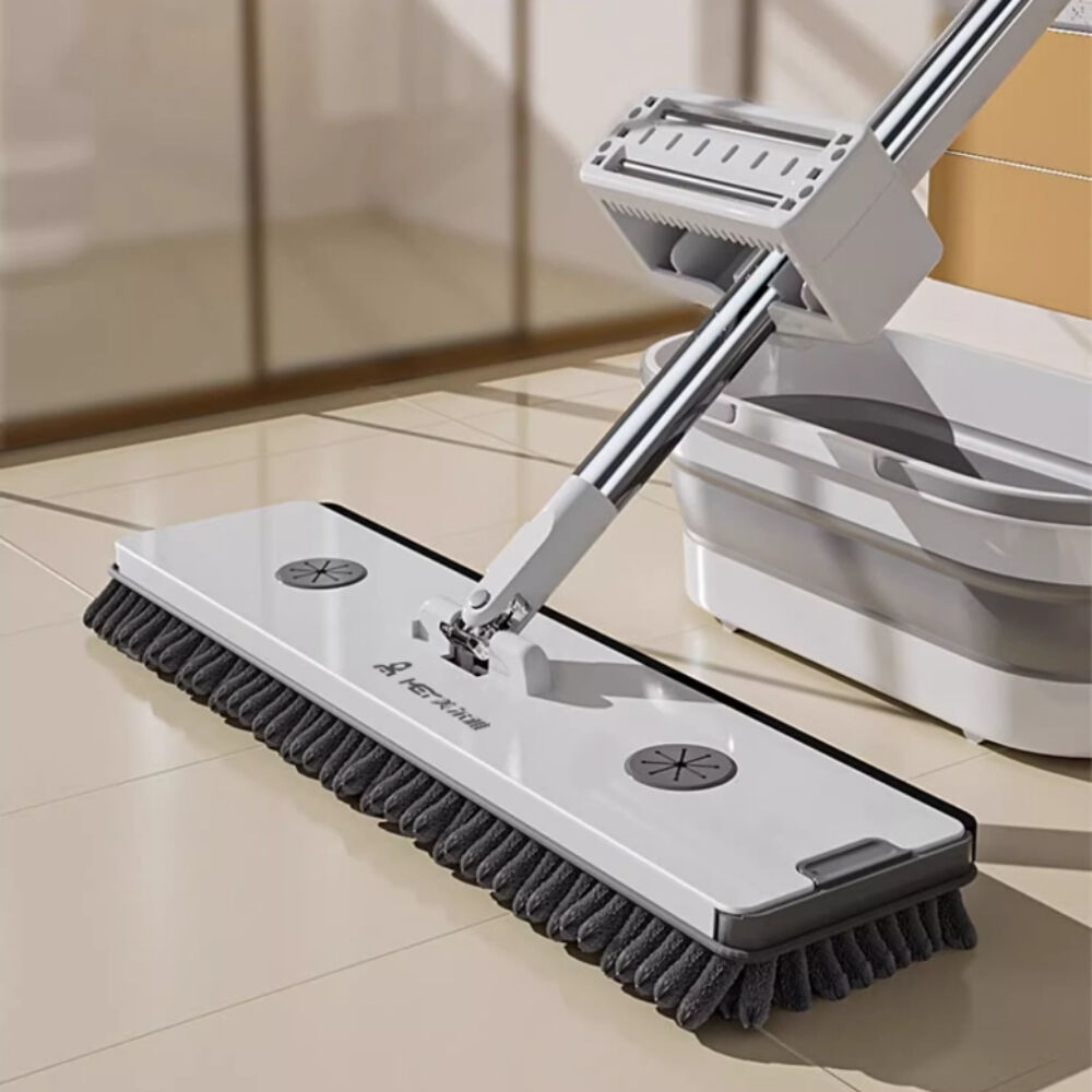 Chenier Long Handled Telescopic Automatic Rebound Flat Mop Is Used Cleaning Kitchen and Living Room Floors Without Hand Washing