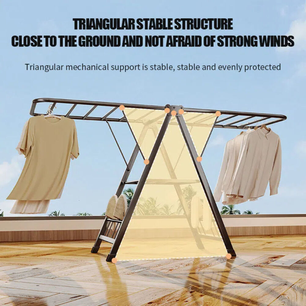Multifunctional Detachable 3-Layer Metal Clothes Drying Rack Double Wing Folding Storage for Balcony or Outdoor Use