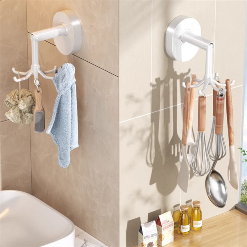 Rotating Six-Claw Vacuum Suction Cup Hook Reusable Removable Bathroom Kitchen Wall Storage Hook Flexible for Living Room Tool