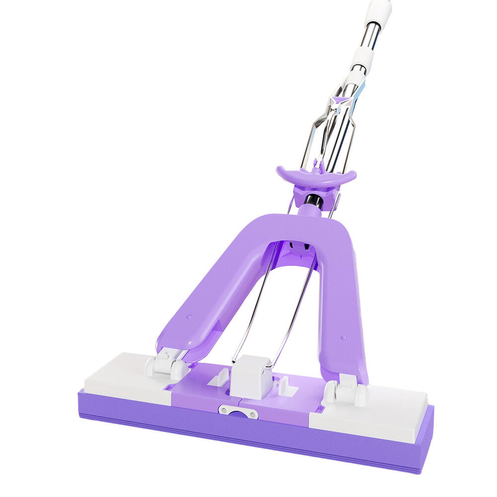 Quick-Drying Pulling & Squeezing Kitchen Floor Cleaning Mop Hand-Free Wet & Dry with Replaceable Sponge Mop Head