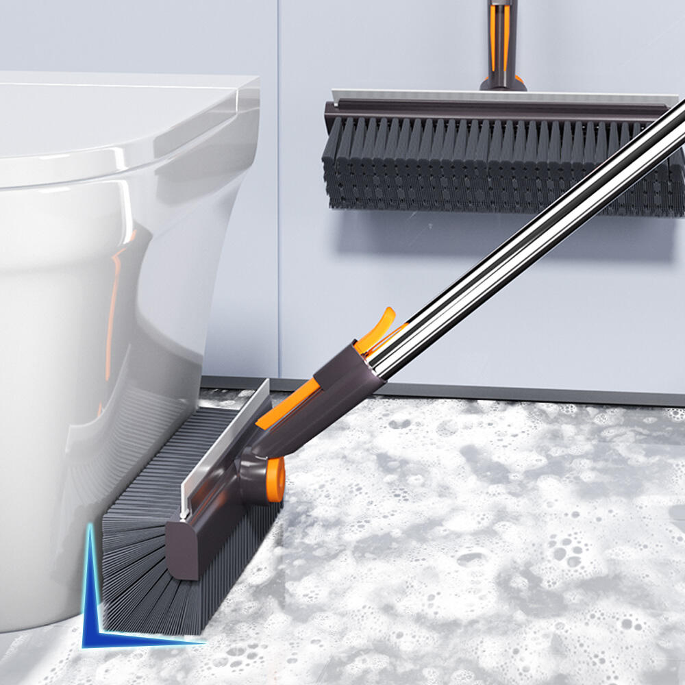 Wholesale 2-in-1 Floor Cleaning Brush Floor Tile Spin Scrubbing Brush Head Silicone Scraper Gap Brush Magic Scraper Broom