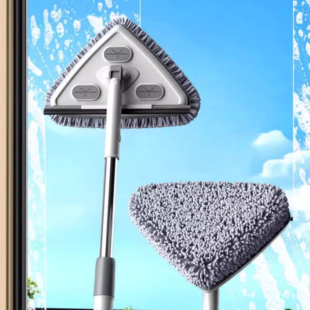 2-in-1 Retractable Triangular Household High-rise Window Glass Cleaning Powerful Tool Wiping windows Sweeping Ceilings Scraper