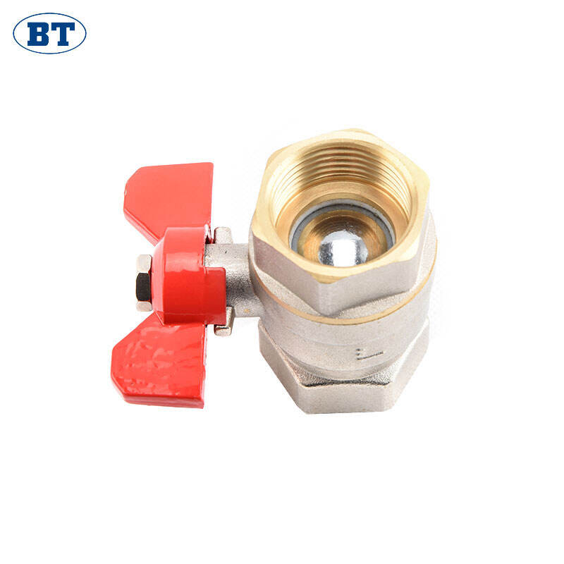 Full Bore Nickel Plated Brass Ball Valve with Butterfly Handle