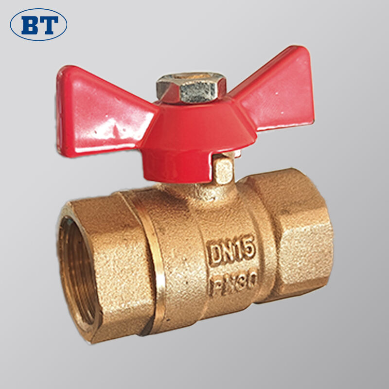 Full Bore Nickel Plated Brass Ball Valve with Butterfly Handle