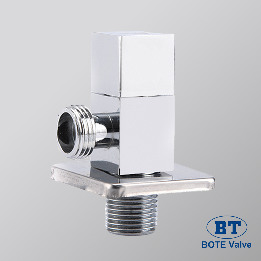 BOTE Valve Chrome-Plated Brass Angle Valve - Square Design for Bathroom & Kitchen Plumbing