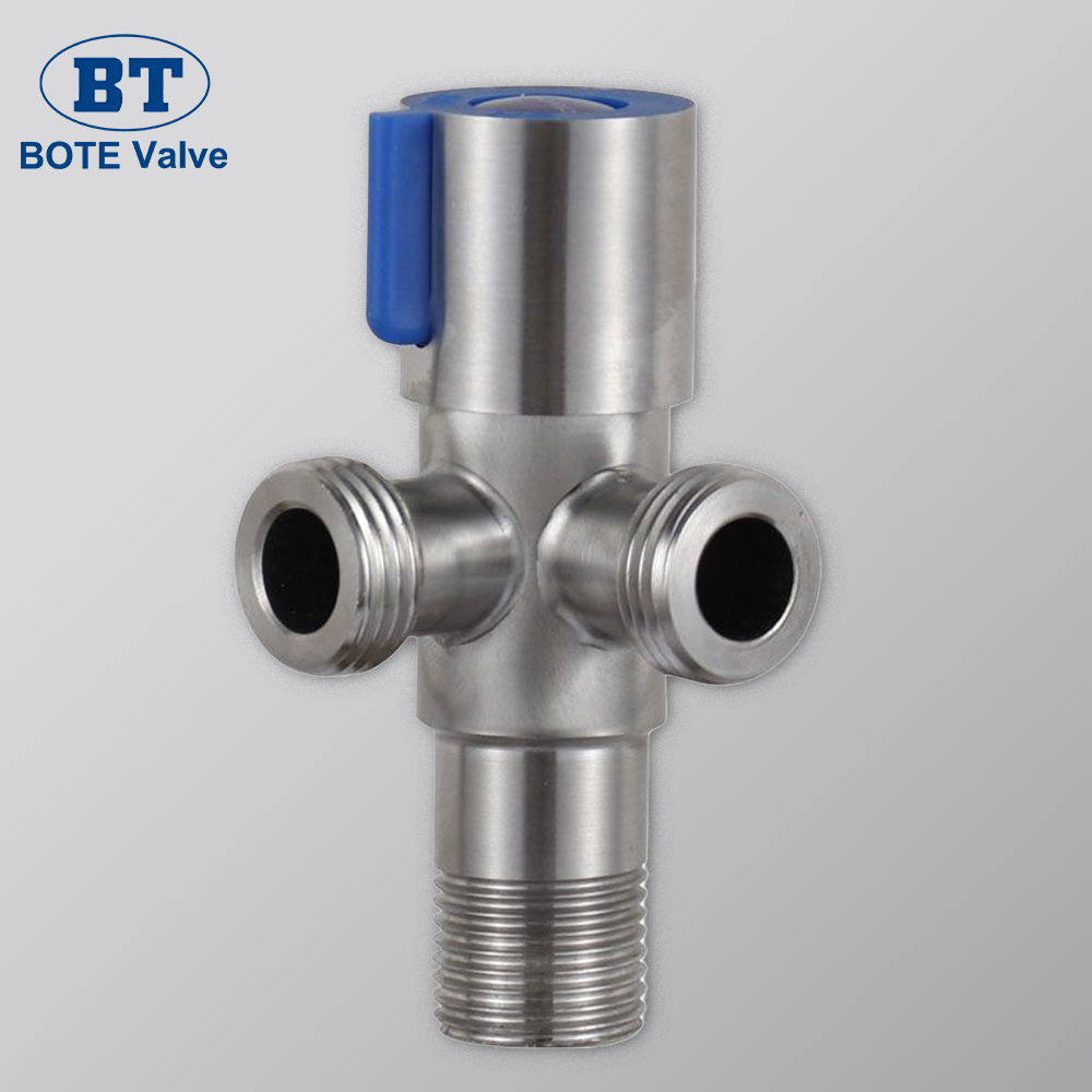 Stainless Steel 3-Way Angle Valve - Bathroom & Kitchen Water Flow Control Plumbing Fixture