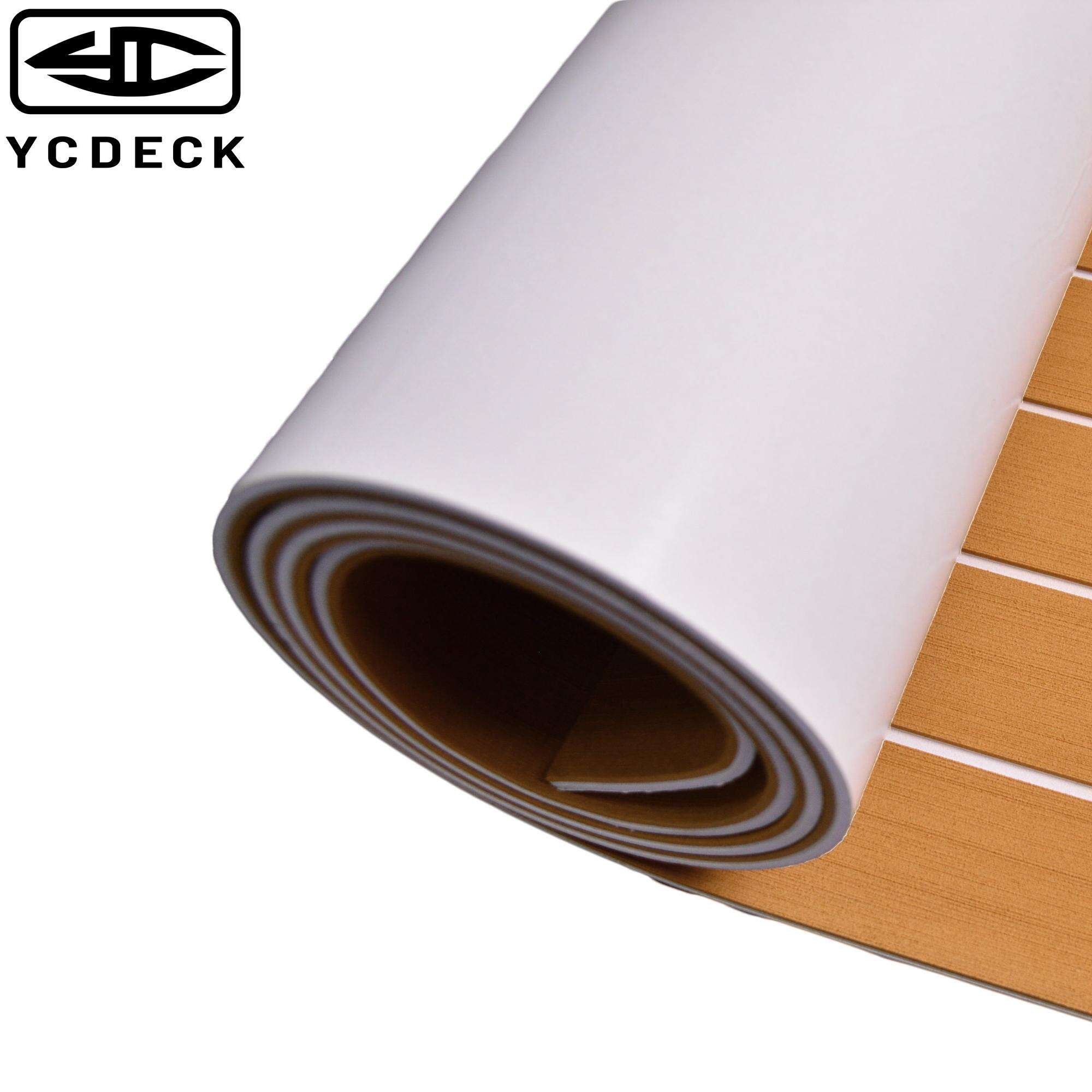 YCDECK Boat Flooring EVA Foam Decking Sheet Faux Teak Marine Mat Marine Carpet Cooler Tops Non-Slip Self-Adhesive Flooring for for Jon Boats Yacht Floor