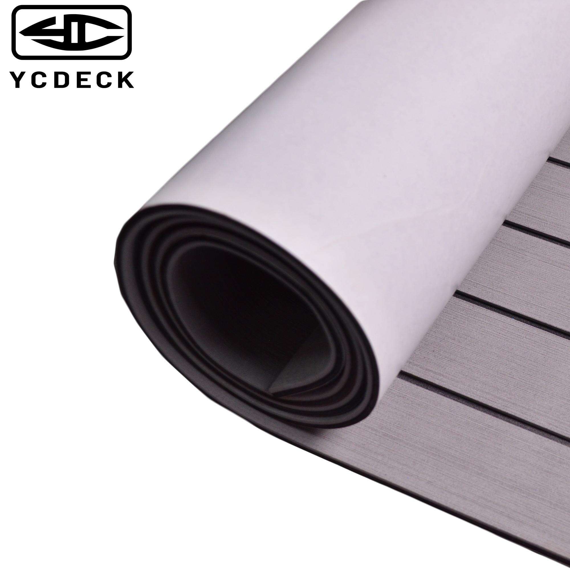 YCDECK EVA Foam Boat Flooring with 3M Adhesive Backing Marine Self-Adhesive Decking 96''x45.6''/36''/21.6''/16.8''/7.2'', Faux Teak Sheet for Jon Boats Motorboat RV Yacht Kayak Surfboard