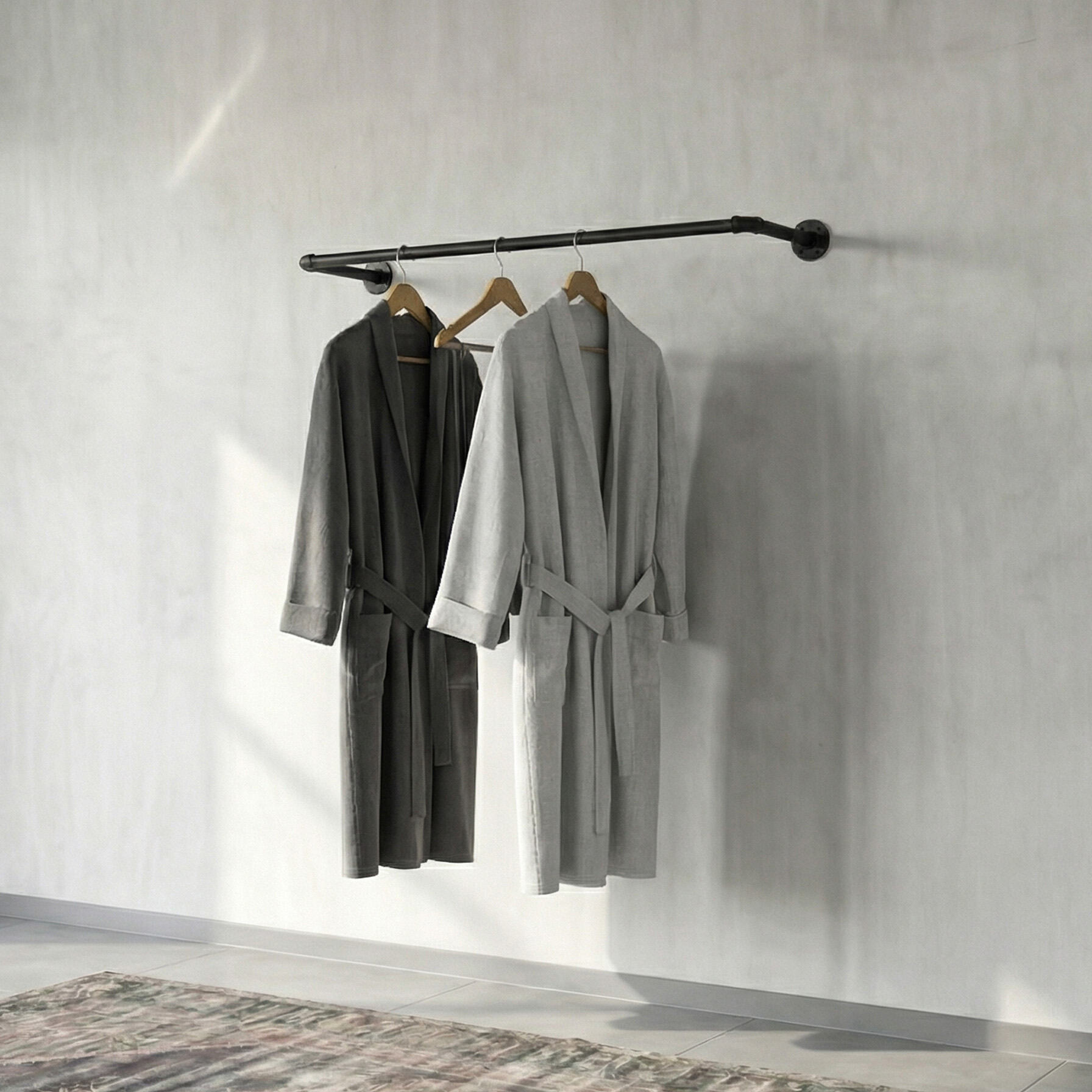 Industrial wall rod for clothes