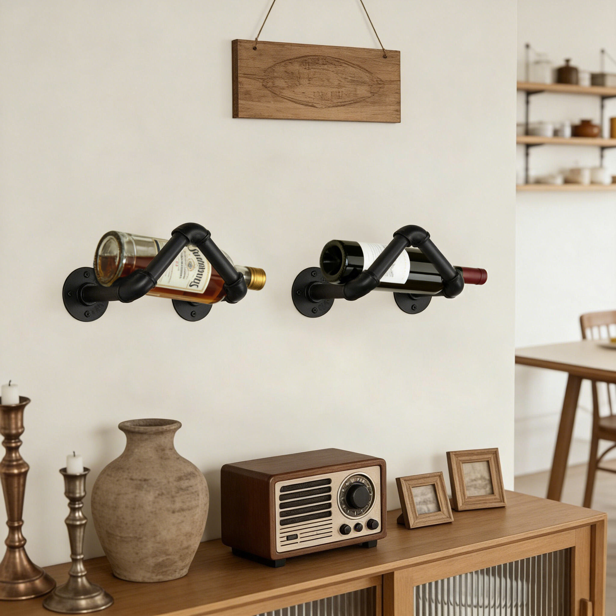 Industrial wall-mounted bottle holder