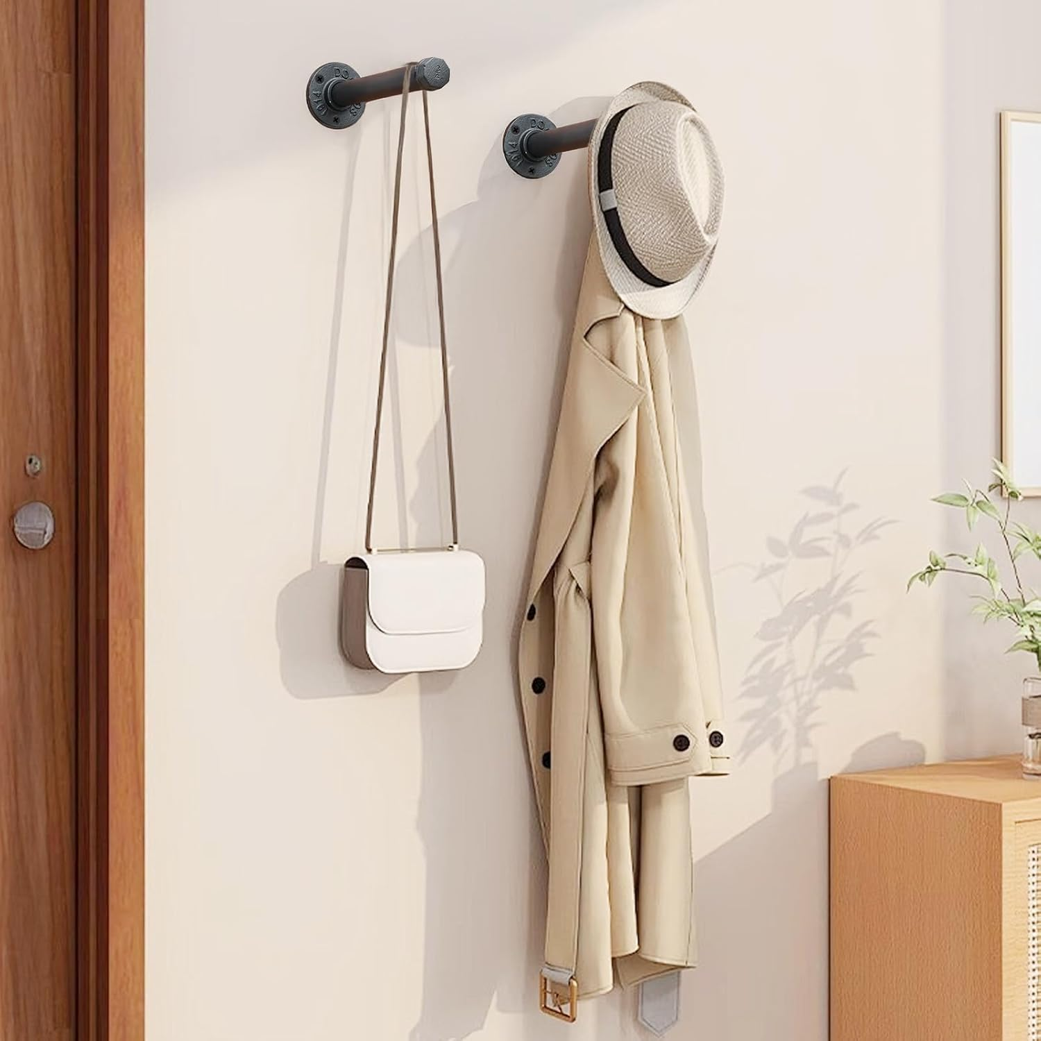 Straight pipe shelf brackets