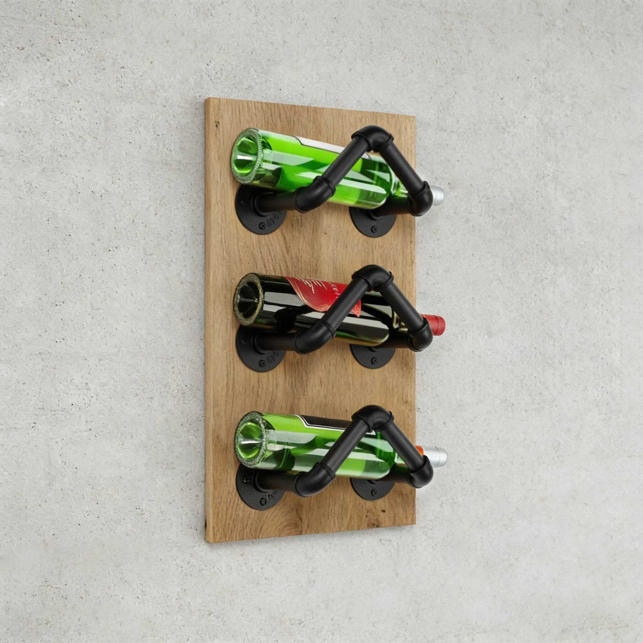 Industrial wall-mounted bottle holder