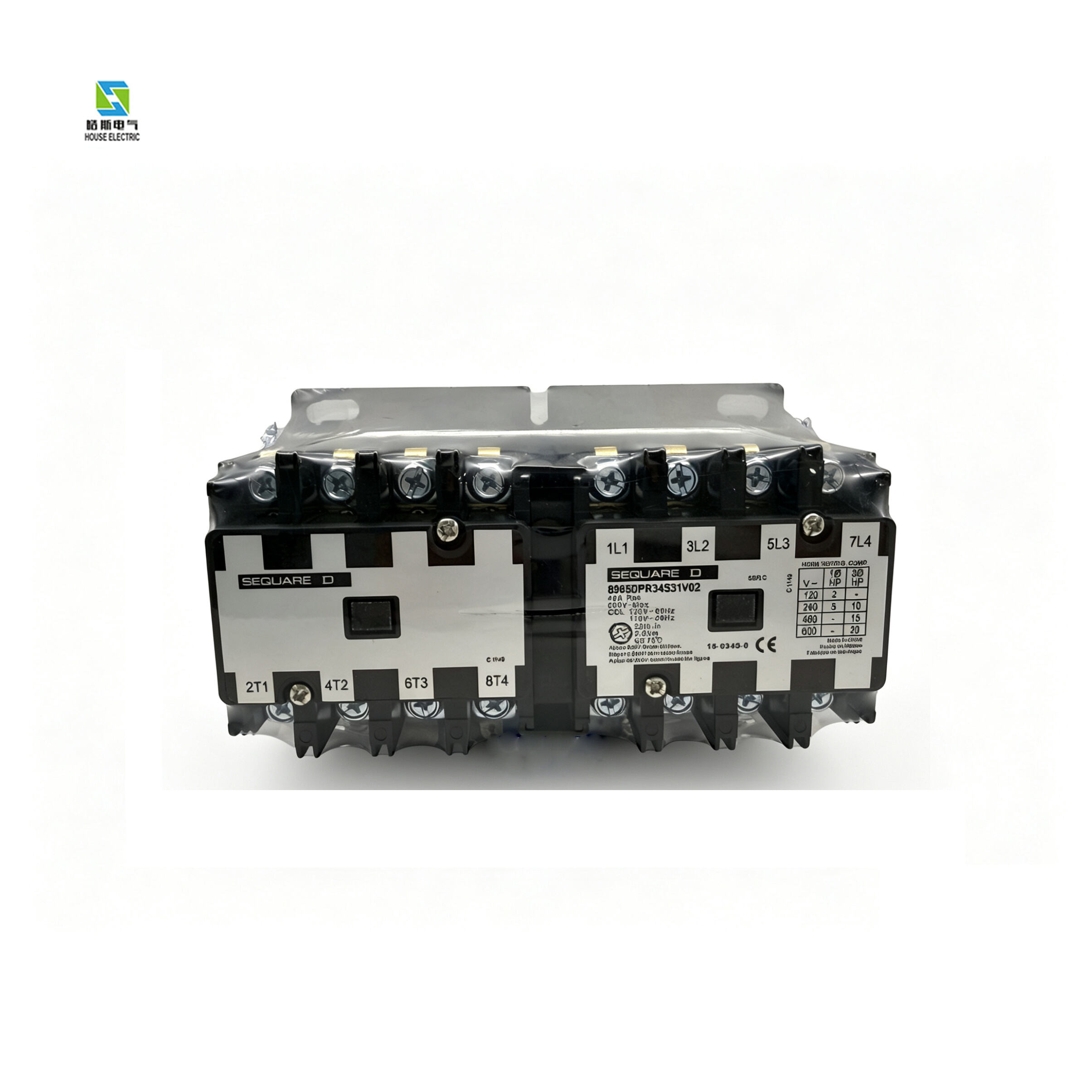 4-Pole 40A AC Contactor with Mechanical Interlock for Motor Reversing