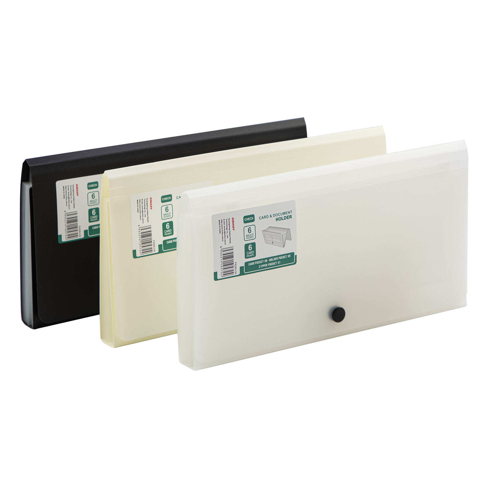 F4305-CK | CHECK SIZE Card & Document Holder WITH 5 POKCET/ZIPPER BAG/6CARDS