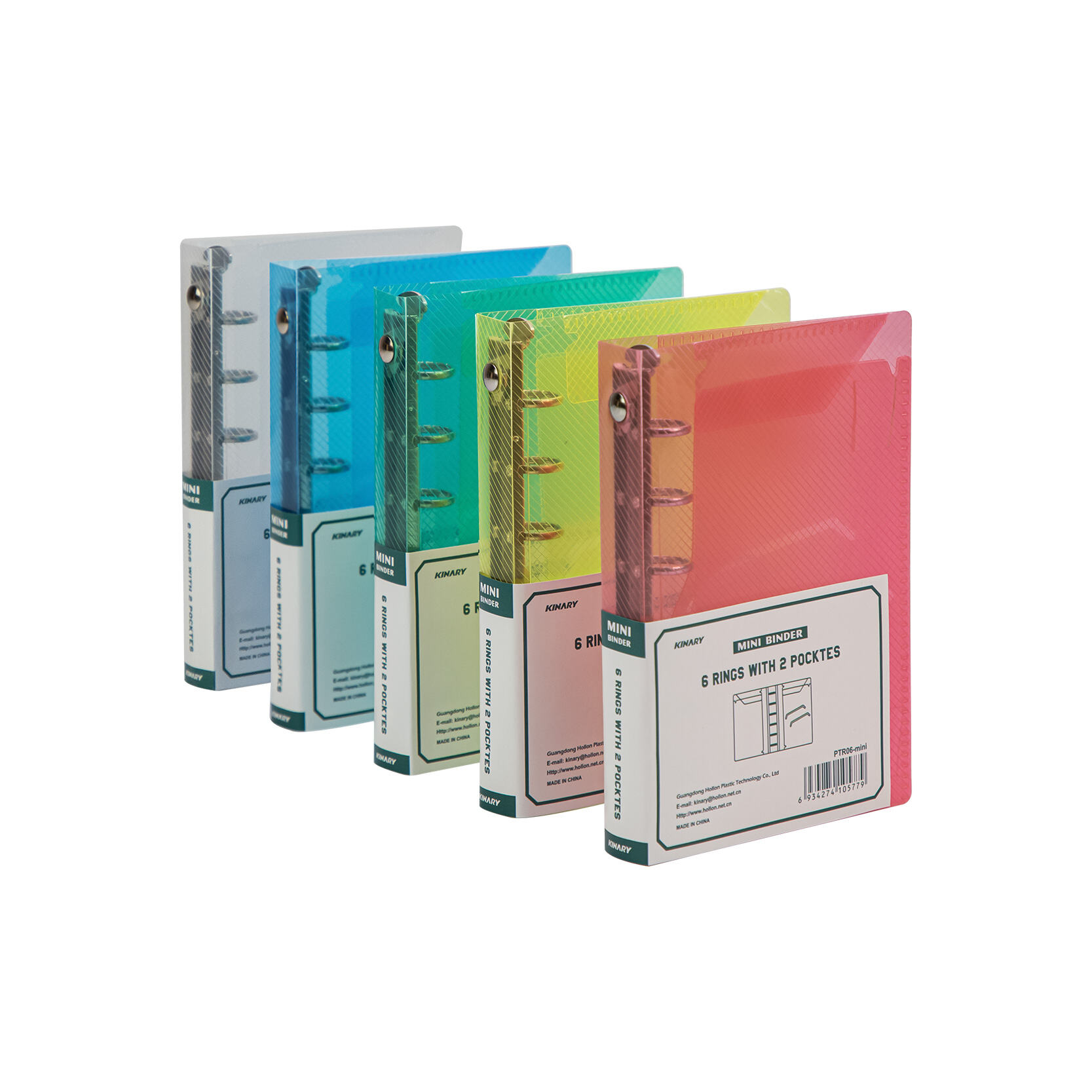 PTR06-mini  |  Mini 6 binder rings with 2 pocktes 