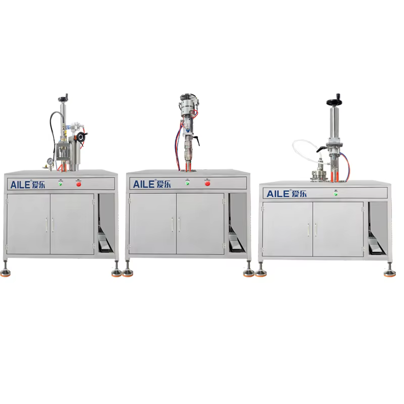 Semi-automatski set strojeva za punjenje aerosola (3 zasebne stanice) za tekućinu, krimpiranje i plin