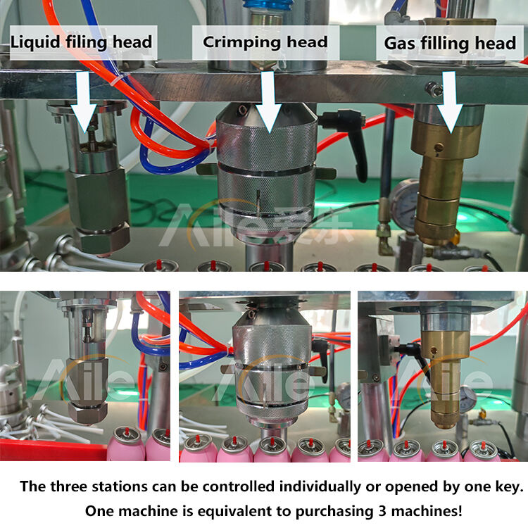 3-in-1 Liquid Filling, Crimping, and Gas Filling Working Heads