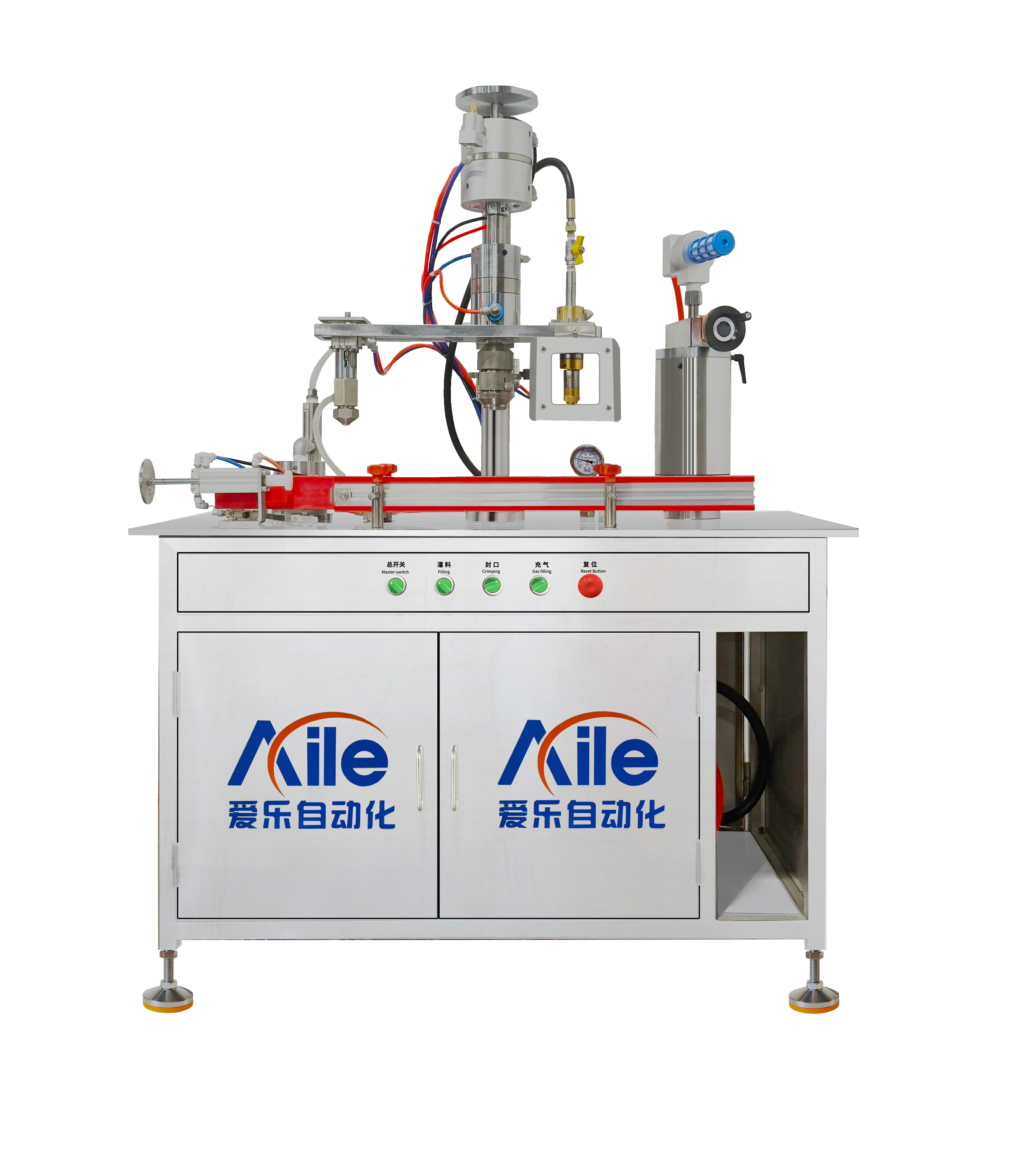 High-efficiency 4-in-1 semi-automatic aerosol filling machine for B2B production