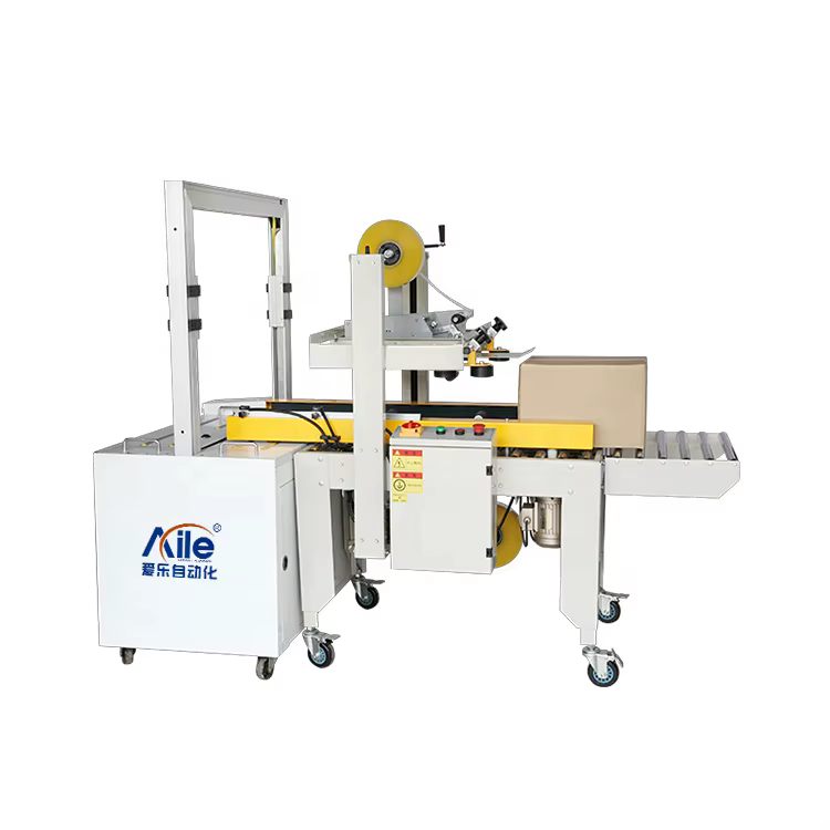 Aile Automatic Packaging Plastic Cosmetic Chemical Bottle Sealing Machine for  Back-End Carton Tape Sealing Packing Machine manufacture