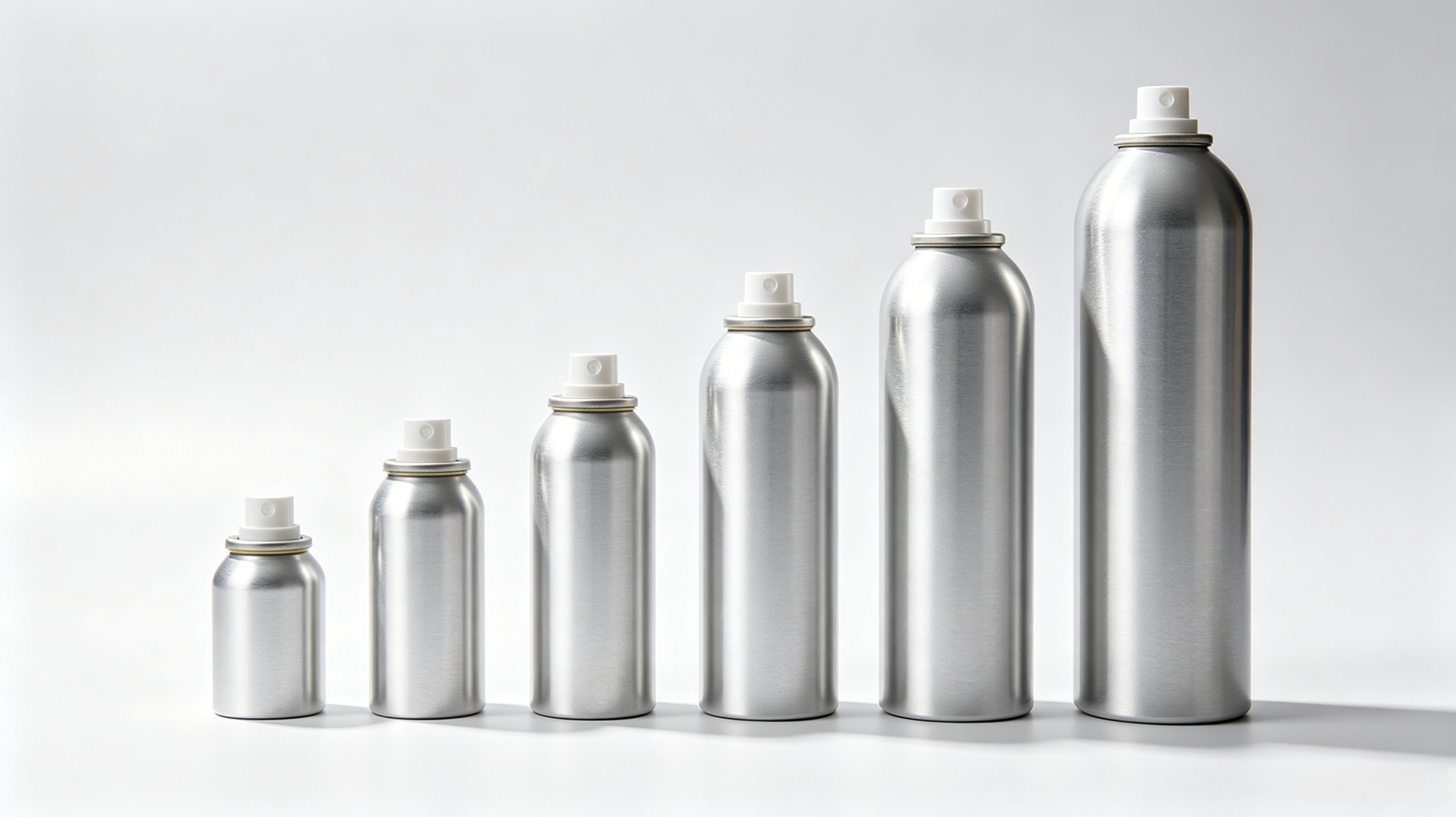 Different sizes of aerosol cans processed by a single line