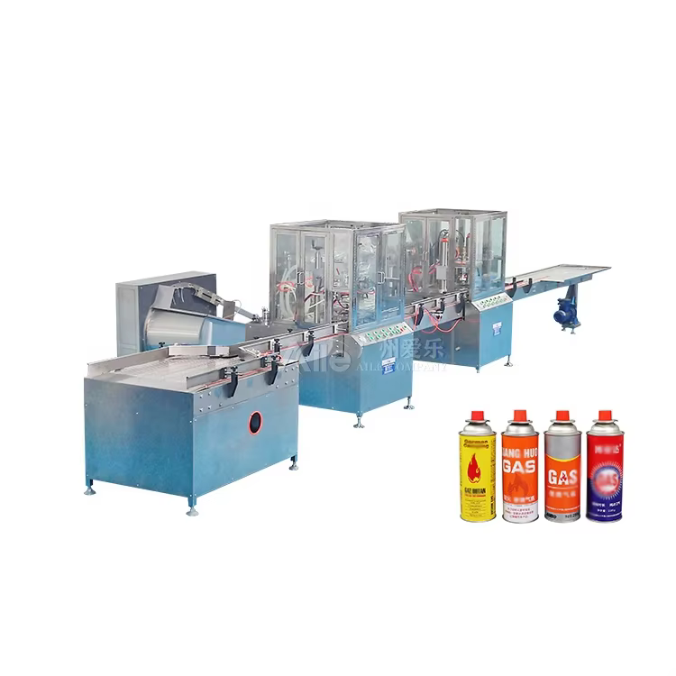 Automatski stroj za punjenje aerosola mazivim uljem | Proizvodna linija za krimpovanje i punjenje plinom