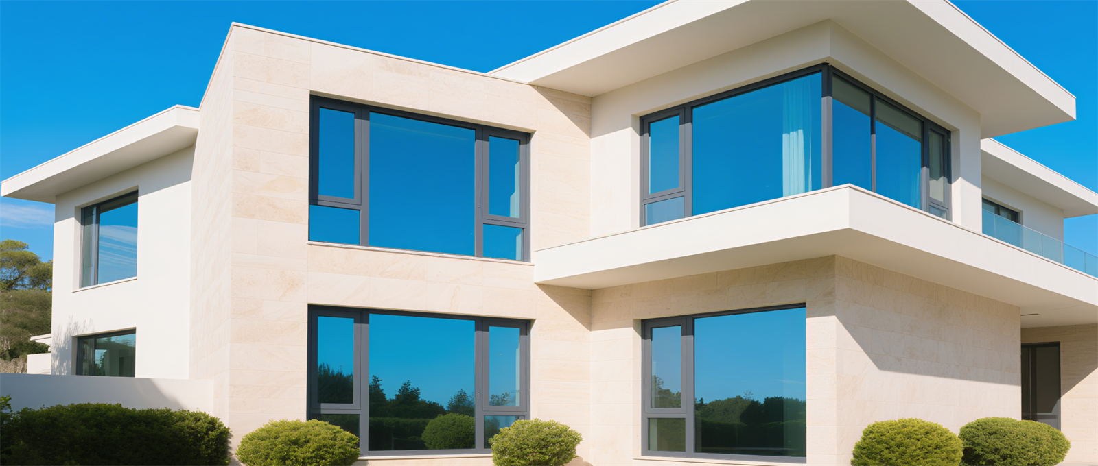 The detached villa has panoramic lighting