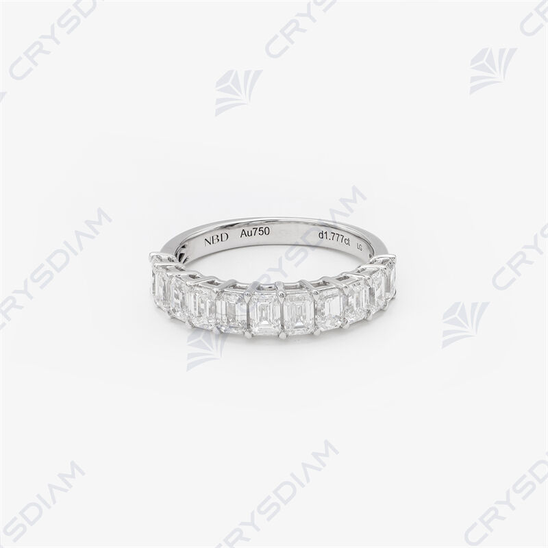 Emerald shape half eternity band, TW1.83ct, 18KW