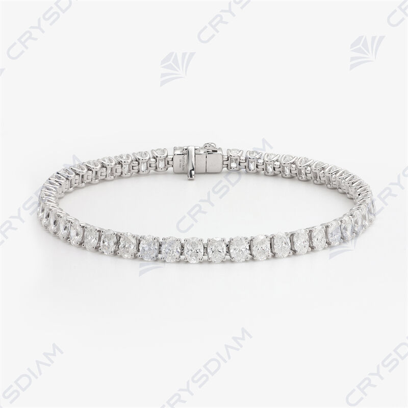 Oval shape tennis bracelet, TW8.18ct, 18KW