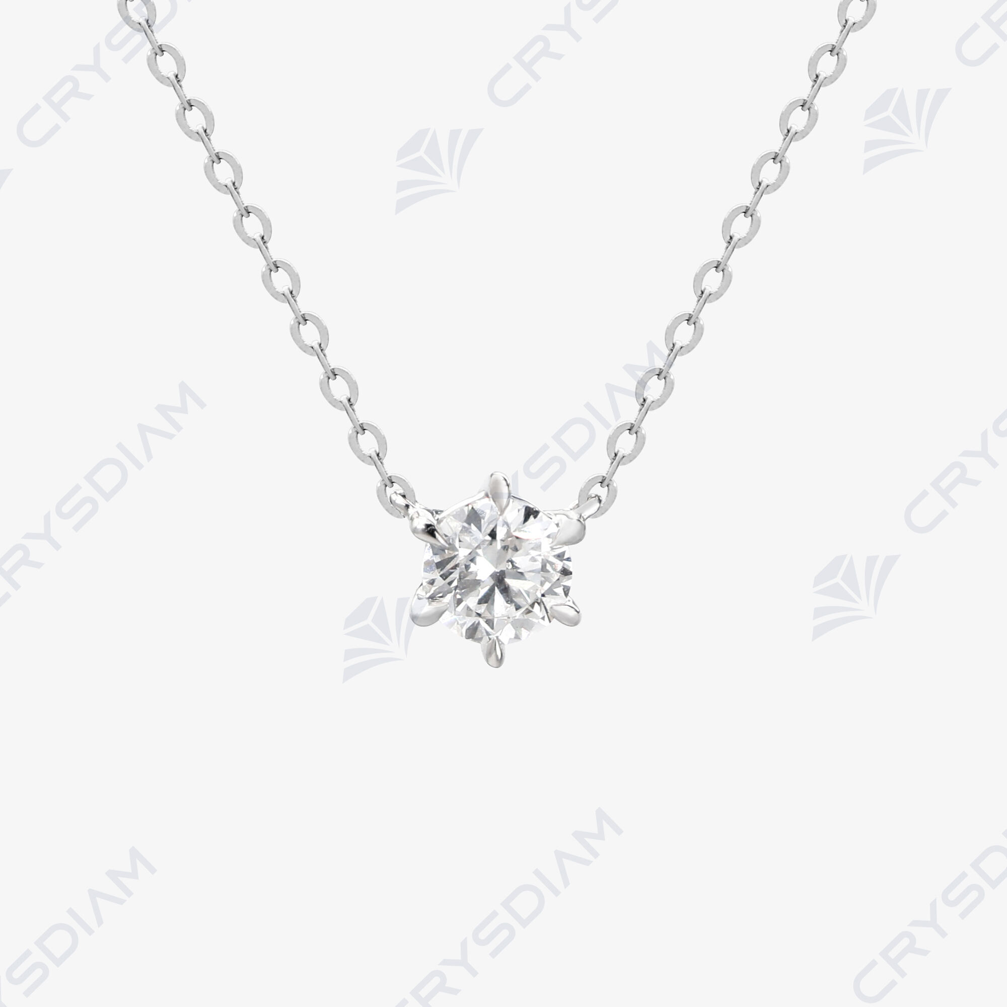 Round shape solitaire necklace, TW0.53ct, 18KW