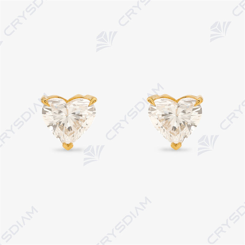 Heart shape solitaire stud earrings, TW2.19ct, 18KY