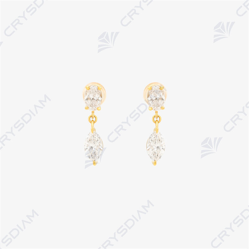 Oval/marquise shape drop earrings, TW1.84ct,18KY