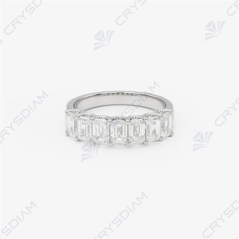 Emerald shape half eternity band