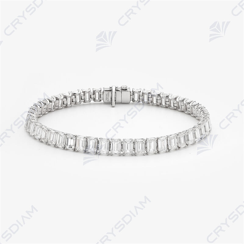 Emerald shape tennis bracelet, TW14.17ct, 18KW