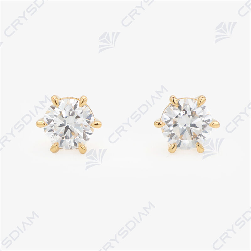 Round shape solitaire stud earrings, TW2.01ct, 18KY