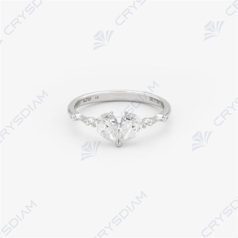 Pear shape toi et moi ring, TW0.75ct, 18KW