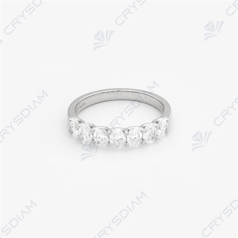 Oval shape half eternity band, TW1.19ct, 18KW