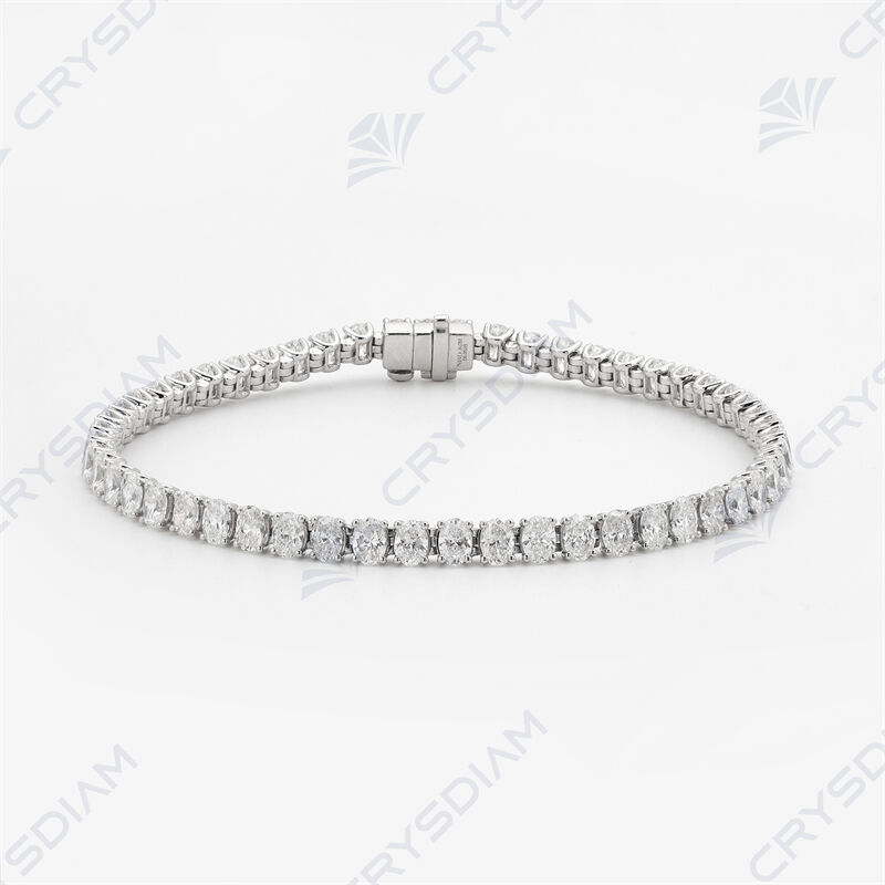 Oval shape tennis bracelet, TW6.05ct, 18KW