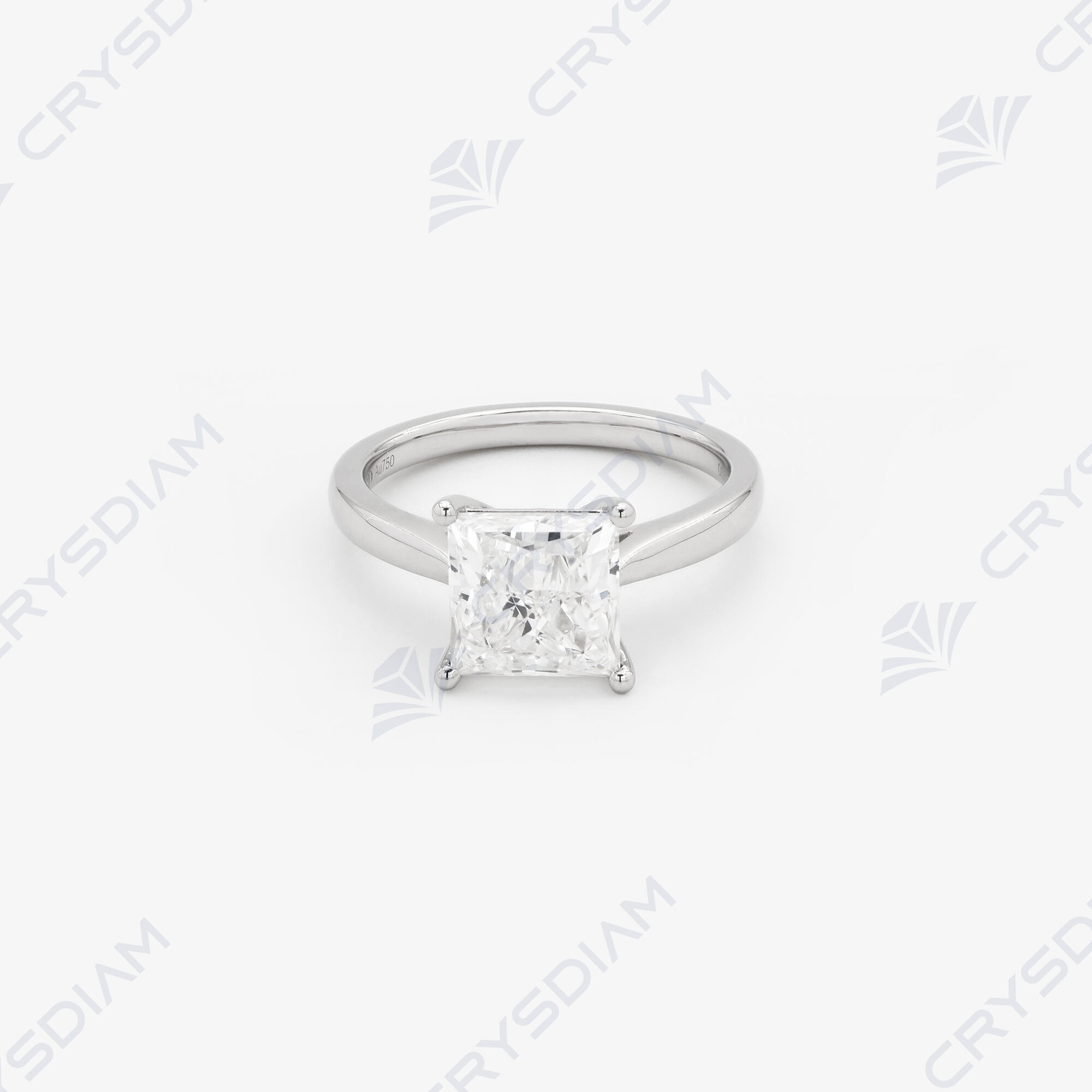 Princess shape solitaire ring, TW3.01ct, 18KW